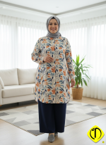 Sami Özdoğan Yaprak Desenli Viskon Tunik | Zarif ve Konforlu