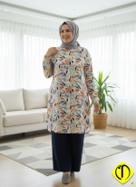 Sami Özdoğan Yaprak Desenli Viskon Tunik | Zarif ve Konforlu - Görsel 4