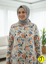 Sami Özdoğan Yaprak Desenli Viskon Tunik | Zarif ve Konforlu - Görsel 5