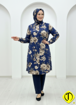 Sami Özdoğan Özel Viskon Tunik | Lacivert & Siyah Kadın Tunik - Görsel 3