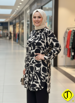 Sami Özdoğan Özel Viskon Tunik | Desenli & Uzun Bayan Tunik - Görsel 2