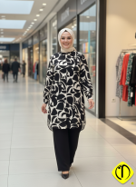 Sami Özdoğan Özel Viskon Tunik | Desenli & Uzun Bayan Tunik - Görsel 3