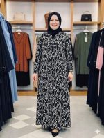 Desenli Robalı Penye Elbise, Anneler Günü Hediyesi, Konforlu Anne Elbisesi